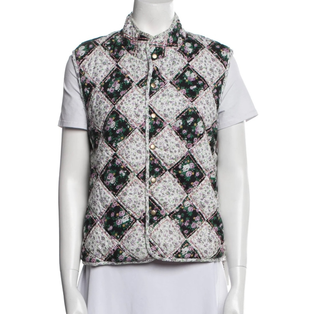 Clare V. Timothe Black Lilac Floral Quilted Vest